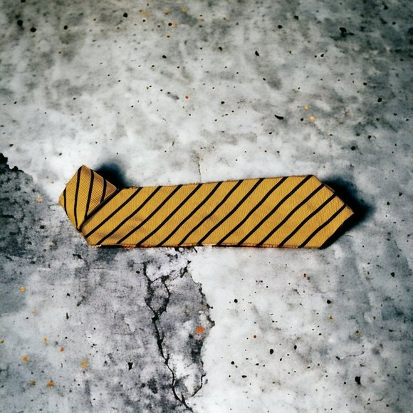 Vtg 100% Silk Men's Tie 56" x 3.75" USA Brooks Bros Makers Navy Gold TY45 - Picture 5 of 7